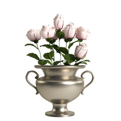 3d illustration of flower vase decoration in interior space, isolated on transparent background
