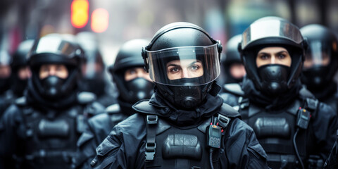 City's Shield: Police Unit Equipped for Riot Control