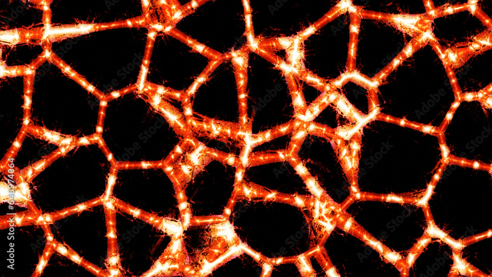 Aufkleber pattern with moving neural networks on black background. design. bright lines in moving pattern and 