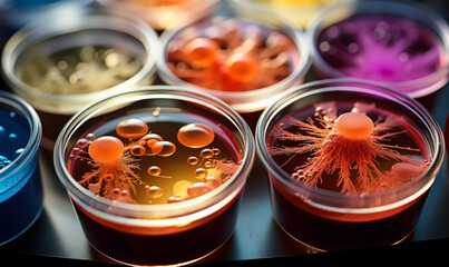 Microscopic Marvel: Bacterial Cultures in a Petri Dish for Scientific Analysis