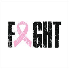 Stylish , fashionable  and awesome Breast Cancer typography art and illustrator