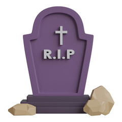 3d render of gravestone icon,with halloween season.