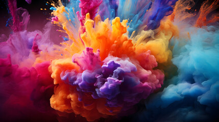 colorful powder explosion is shown in this picture, in the style of photorealistic compositions