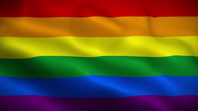 LGBT pride flag waving animation, six stripes flag, perfect looping, 4K video background, official colors
