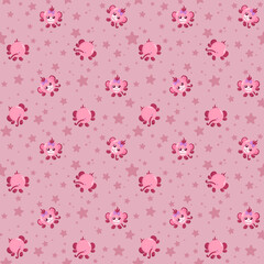 Funny kawaii monkey seamless pattern background. Colored decorative endless flat vector backdrop animal tracery for fabric, cloth, print, backsplash, textile or wrapping paper