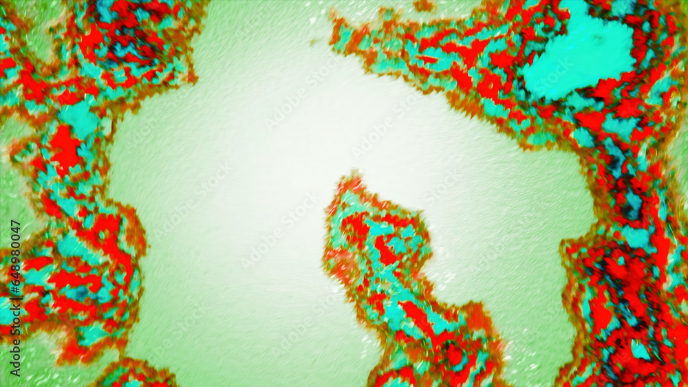 Poster colorful abstract spots of moving viruses. motion. colorful bright spots with particles moving in sp