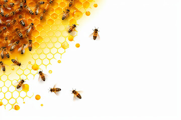 bees and honey - obrazy, fototapety, plakaty