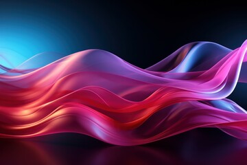 light waves with rainbow colors in the style of light magenta and dark blue neon figures in motion