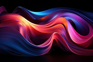 Obraz premium light waves with rainbow colors in the style of light magenta and dark blue neon figures in motion