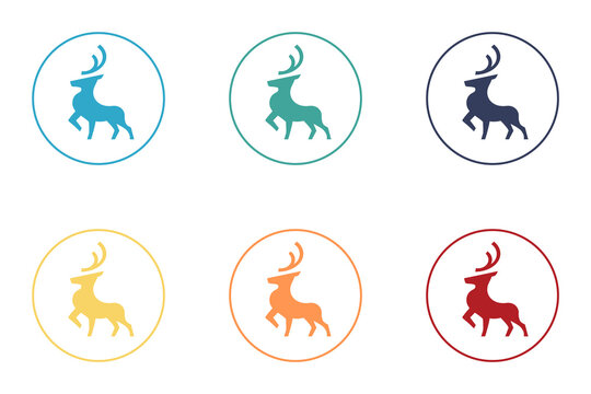 Deer icon with antlers. Set of illustrations