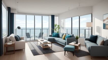 interior of modern living room with sofa