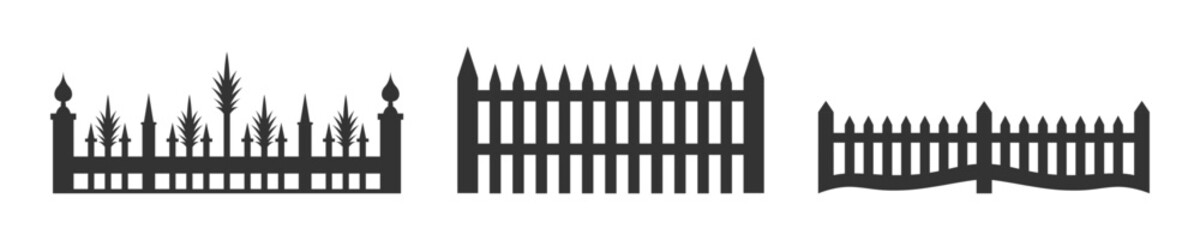 Garden fence silhouette. Vector illustration.