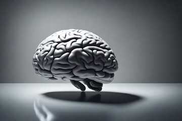 3d rendering Human brain floating on a gray background.