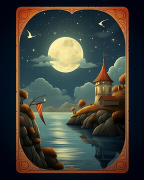 full moon on playing card