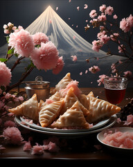 Georgian food Khinkali in a nice arrangement