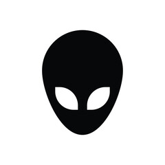 Black alien face with big white eyes icon isolated on white background. Vector illustration	