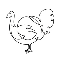 Vector continuous one line turkey bird illustration