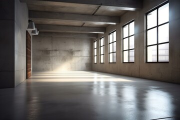 Leerer Raum ohne Einrichtung. Ideal als Mockup, um eigene Produkte zu platzieren. Leeres Zimmer mit Beleuchtung.