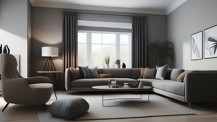 interior of living room with modern sofa