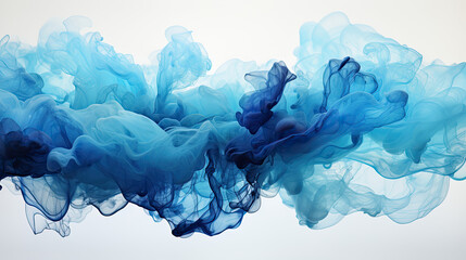 Blue ink paint cloud in water, Generative AI