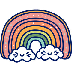 abstract rainbow with cloud background