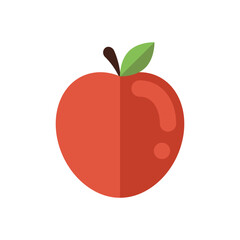 Red apple with stem and green leaf icon isolated on white background. Vector illustration