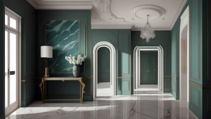 interior of a modern entrance hall with marble finish