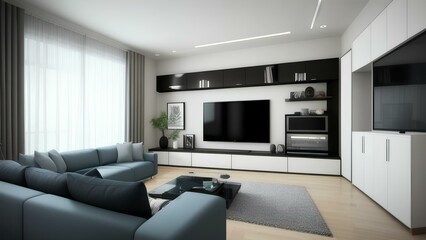 interior of modern living room with television