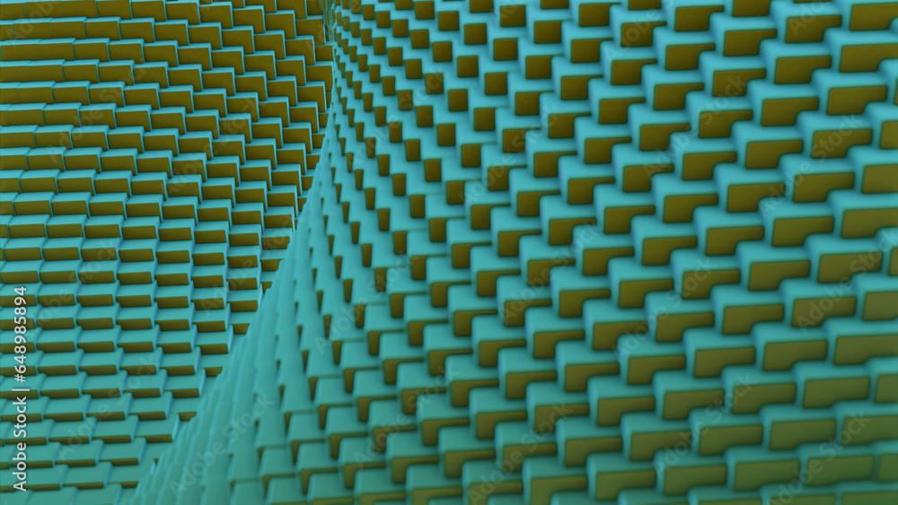 Aufkleber cyber distortion in geometric space. design. 3d squares in moving spatial fracture. virtual spiral o