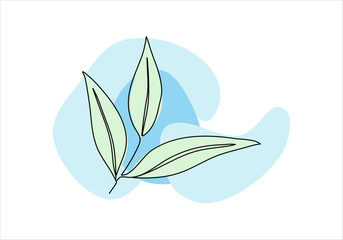 Plant one line drawing colored with pastel colors. Vector illustration.