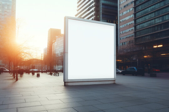 Blank Mockup Billboard On Street Sidewalk Area