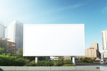 Fototapeta na wymiar large commercial blank billboard mockup on urban city area