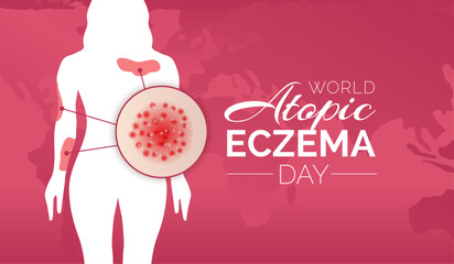 Red World Atopic Eczema Day Background Illustration Design with a Girl