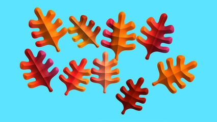 autumn oak leaves, 3d vector
