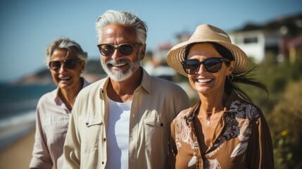 Obraz premium an adult couple in love enjoying a walk by the sea