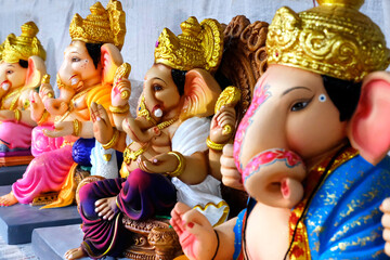 14 September 2023, Pune, Maharashtra, photograph of Lord ganapati Idol, Ganesha or Ganapati for...