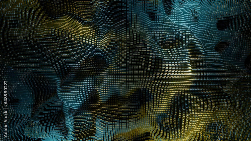 Aufkleber abstract animation of moving wavy particles. design. wavy electric field of moving particles on blac