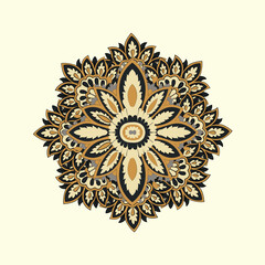 Naklejka premium An intricate gold themed circular design on a neutral background