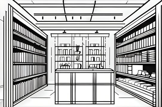 3d render of a bookshelf