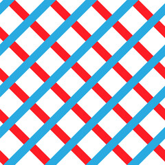 Fototapeta premium A Vector seamless pattern of red and blue abstract geometric stripes or grid isolated on a white background