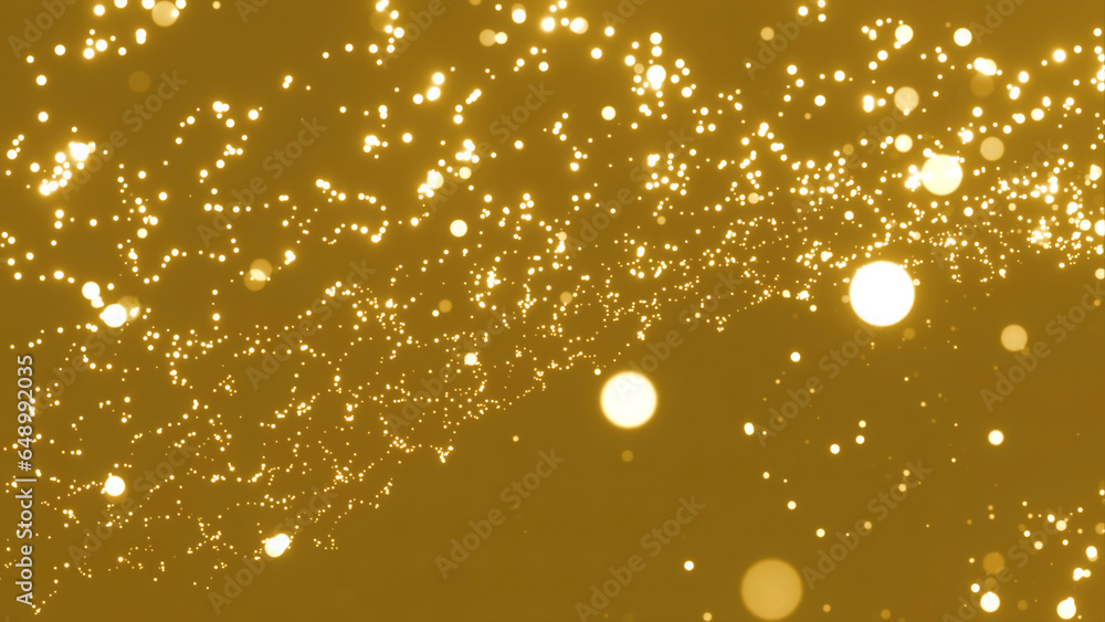 Poster space with glowing round dots. motion. glowing flying dots in space. blurred circles of flying firef