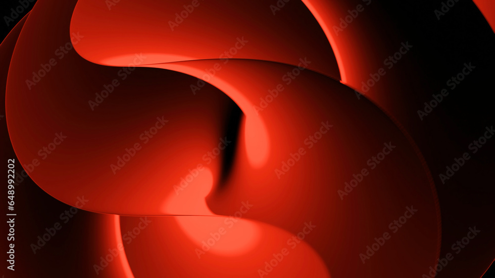 Poster rotating abstract figure with 3d curves. design. figure of wavy curves rotates on black background. 