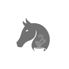 horse head icon with coffee cup