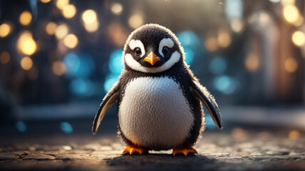 cute little penguin - obrazy, fototapety, plakaty