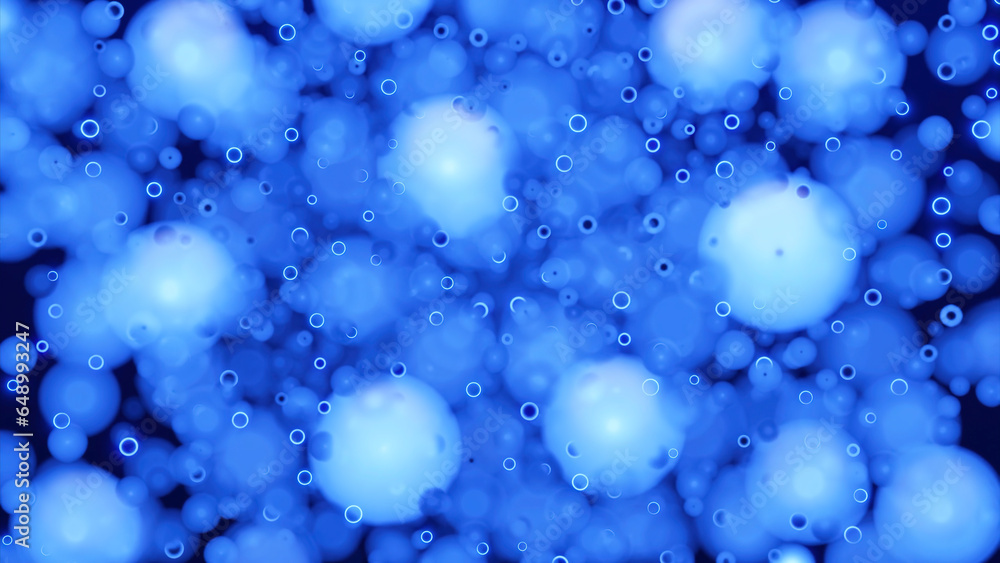 Poster rotating flow of 3d molecules. design. formation of biological molecules in flow. spherical molecule