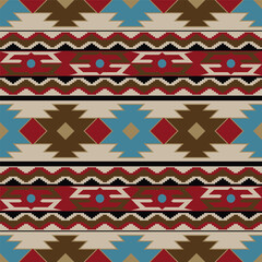 Aztec, Navajo geometric seamless pattern. Native American Southwest print. Ethnic design wallpaper, fabric, cover, textile, rug, blanket.