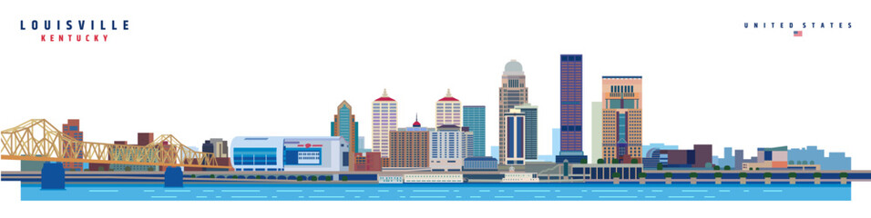 Louisville city skyline Kentucky USA vector illustration on white background. - obrazy, fototapety, plakaty