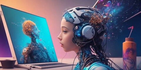 woman with computer