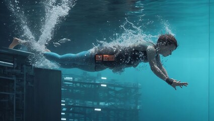 man swimming in the sea