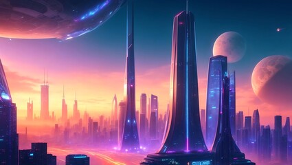 city skyline at night
